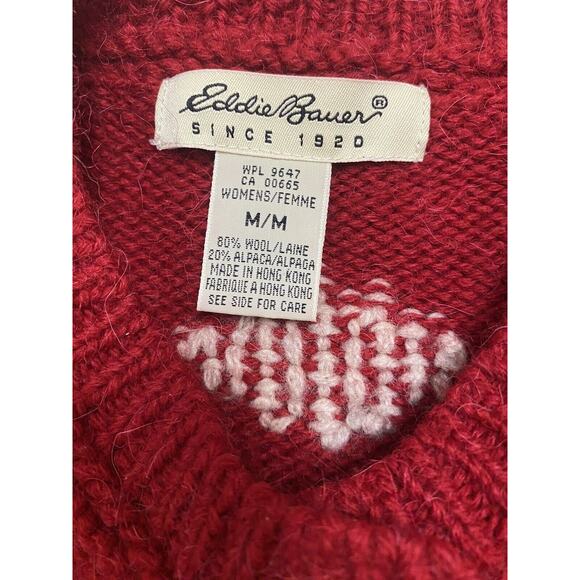 Eddie Bauer Sweater Womens M Multicolor Fair Isle Cardigan Button Wool Alpaca - Picture 3 of 9